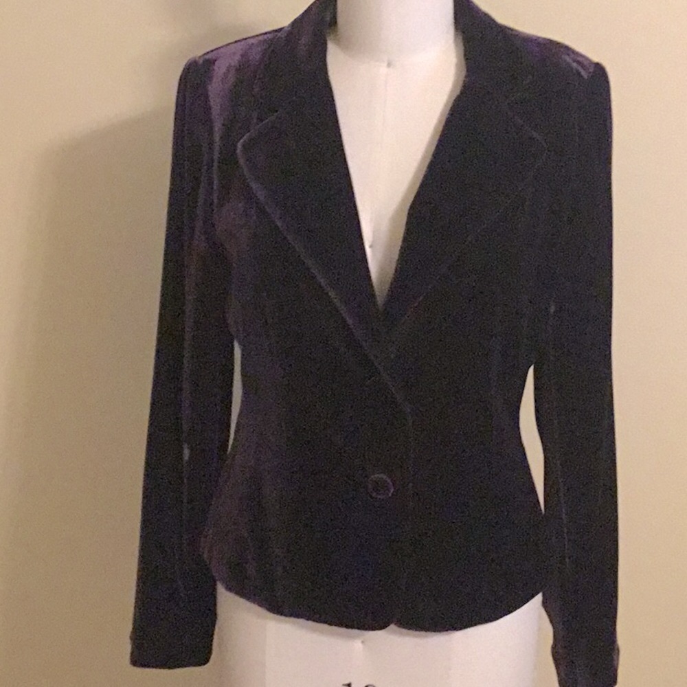 Rafaella Purple Velvet Blazer with Notched Lapel   NWOT